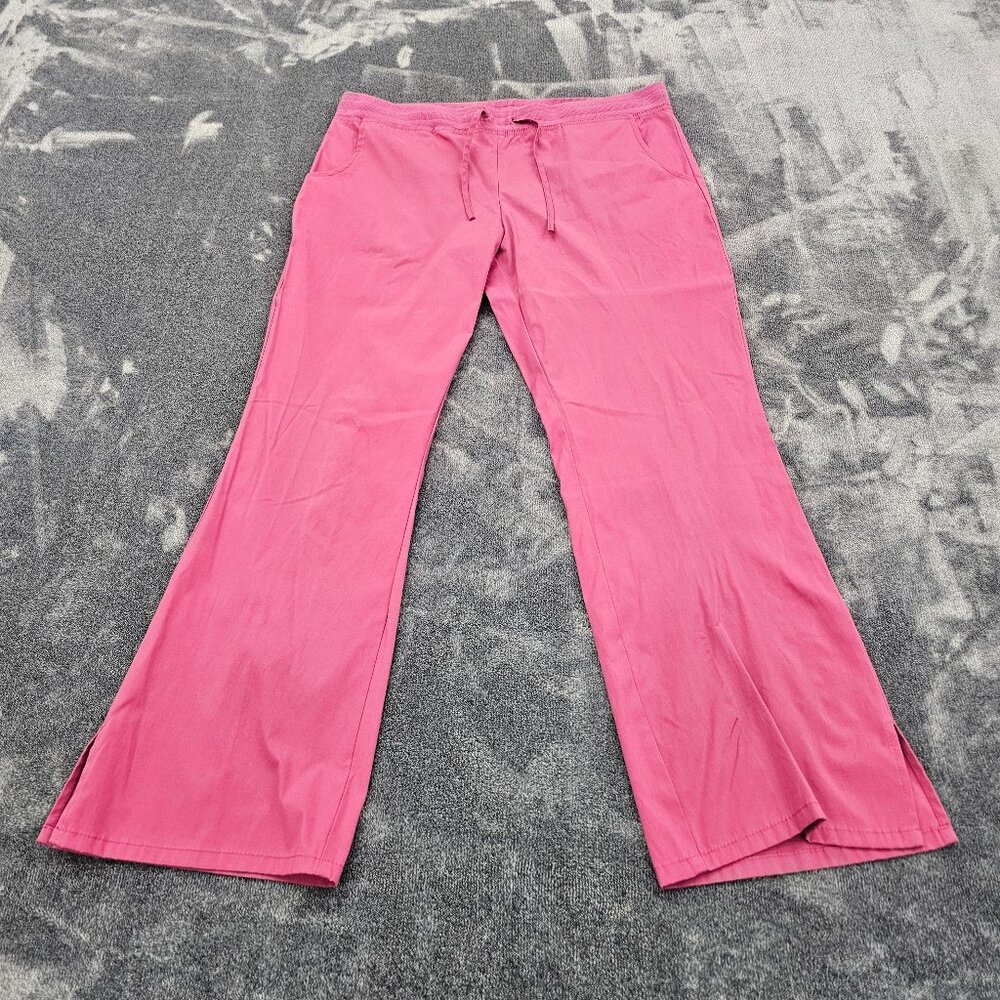 Nu Dimension Stretch Scrub Pants womens Large Pink pull on elastic drawstring